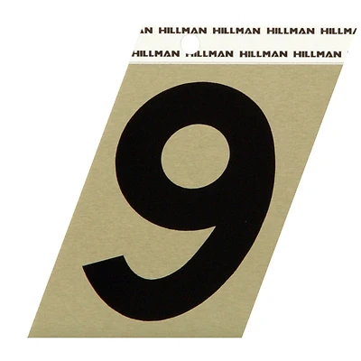 Hillman Sign Center 3.5-in Reflective Black House Number 9
