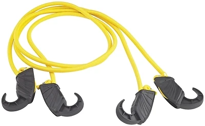 Adjustable Bungee Cord, 8 Mm Diameter, 48 In Length, Yellow, Hook End