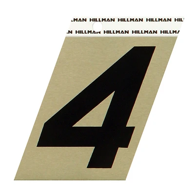 Hillman Sign Center 3.5-in Reflective Black House Number 4