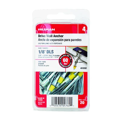 20-Pk.,  1/8-In. Long Drive Wall Anchors