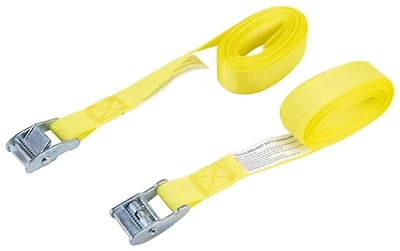 Fh64055-1 Light-duty Lashing Strap, 1" X 13 Ft, 2-pack, Yellow, 200 Lbs