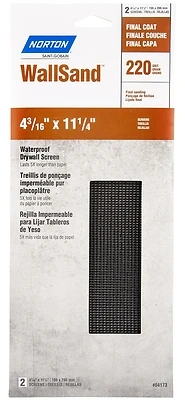 04173 220 Grit Die-cut Drywall Screen Sanding Sheets, 4-3/16" X 11", 2-pack