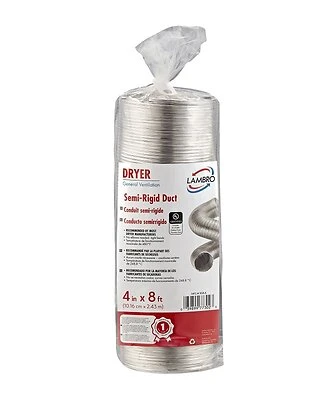 Clothes Dryer Transition Duct, Semi-Rigid, Triple-Lock, 4 In. x 8 Ft. Flexible
