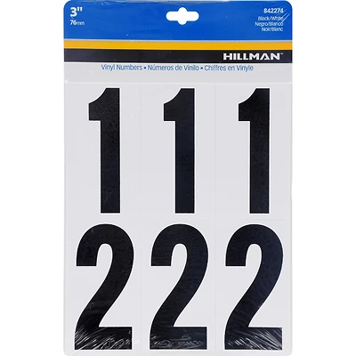 Hillman 842274 Adhesive House Address Numbers, Black Vinyl, 3-In.