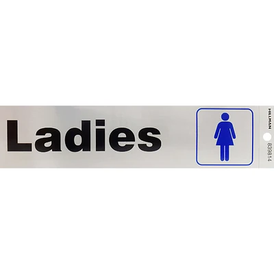 Hillman 839814 Ladies Room Sign, Mylar, 8 x 2-In.