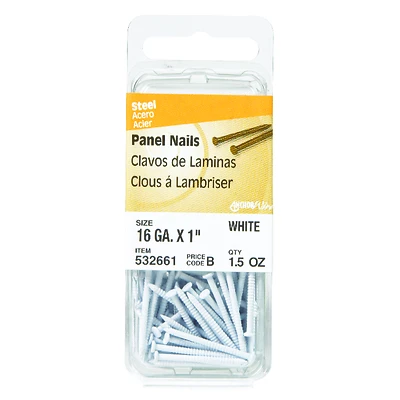 1 In. Panel Steel Nail Large Head, 16-gauge, 1.5 Oz, Model 532661, Pack Of 6