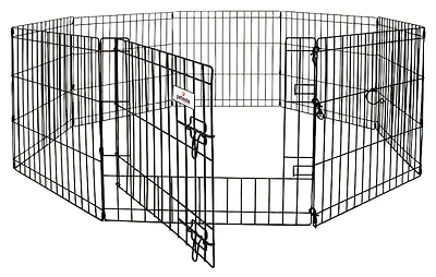 Exercise Pen With Door, 8 Panels, 24" W X 42" H, Black