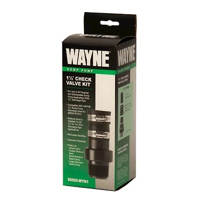 Wayne 66005-WYN Check Valve, 1-1/2 In, Threaded, PVC Body
