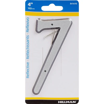 Hillman 841610 House Address Number 7, Nail-On Reflective Plastic, 4 In.