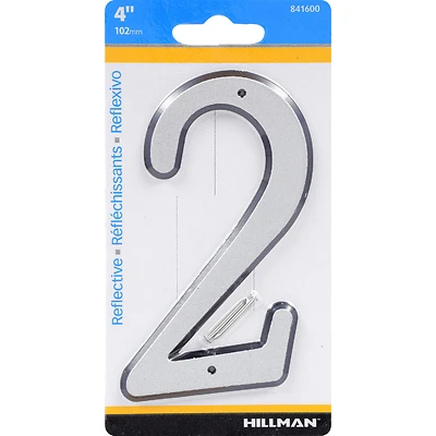 Hillman 841600 House Address Number 2, Nail-On, Reflective Plastic, 4-In.