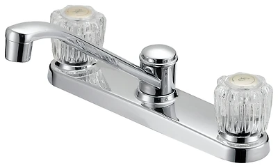 Boston Harbor Kitchen Faucet, 2-Handle, Chrome, Acrylic Handles, 8 In Centers
