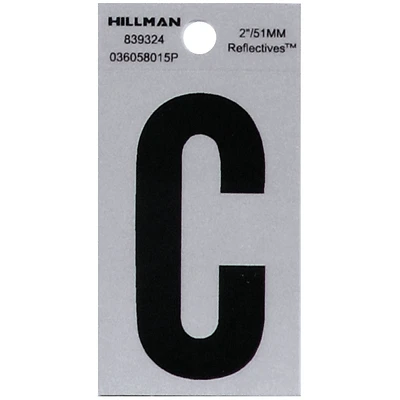 Hillman 839324 Adhesive Letter C, 2-In., Black Vinyl, Silver Reflective