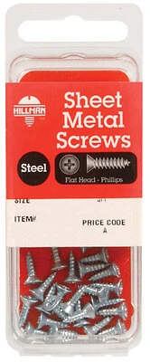 Hillman 4 Sizes x 1/4 in. L Phillips Flat Head Zinc-Plated Steel Sheet Metal Screws 25 pk