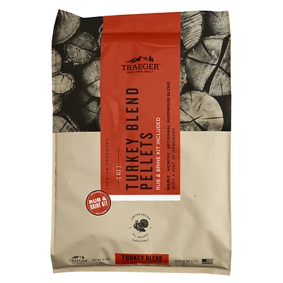 Traeger PEL351 Turkey Blend Wood Pellets, 18.9 Lb. with Brine & Rub Kit