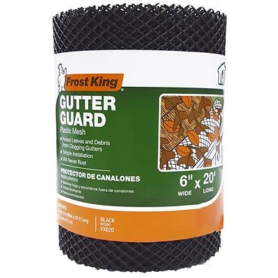 Frost King VX620 Mesh Gutter Guard, Vinyl, Black, 6 In. x 20 Ft.