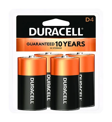 Alkaline Batteries, D, 4-Pk.