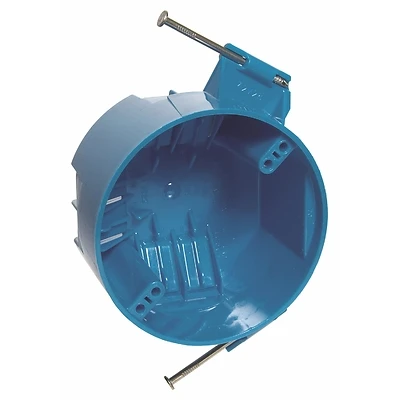 Carlon B520A-UPC Ceiling Fixture Box, 20 Cu. In., 4 x 2-1/4 In. Round Blue PVC