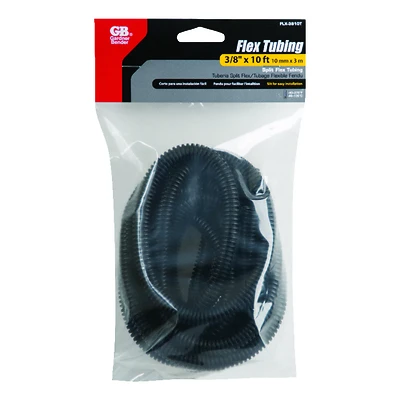 Split Flexible Tubing, Black, Corrugated, 0.375-In. x 10-Ft.
