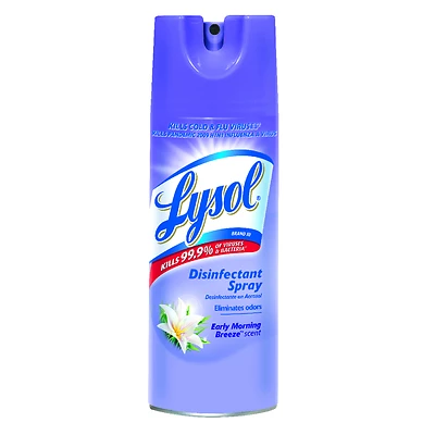 Lysol 1920080833 Disinfectant Cleaner, 12.5 oz Aerosol Can, Gas, Early Morning Breeze, Clear