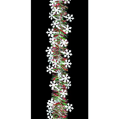 Holiday Trims 3686434 Snowflake Garland 3.5 In X 18 In - Red, Green, White - Pack Of 12