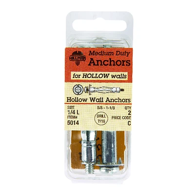 Hillman 1/4 in. Dia. x 2 3/4 in. L Steel Pan Head Hollow Wall Anchors 2 pk