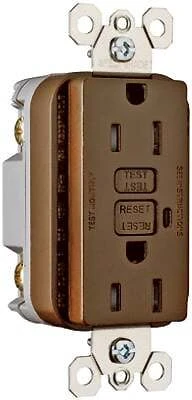 15-amp Brown Tamper-resistant Gfci Electrical Outlet 120v Model 1595trcc4