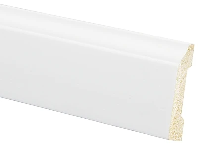 Polystyrene Interior Base Moulding, Crystal White, 3/8 x 3-3/16 In. x 8 Ft.