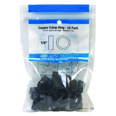 SharkBite 23102CP25 Crimp Ring, 1/2 in, PEX-A, PEX-B, Black