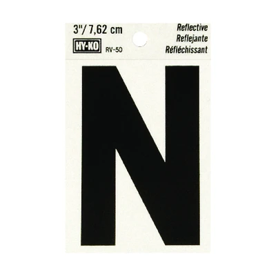 Hy-Ko RV-50/N Reflective Address Letter N, Black/Silver, 3-In.