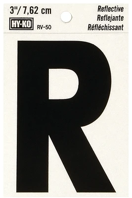 Hy-Ko RV-50/R House Address Letter R, Reflective Black/Silver Vinyl, 3-In.