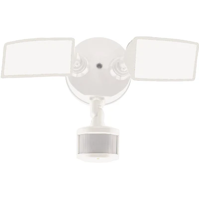 Halo Motion-Activated LED Floodlight, Squared Twin Fixture, Selectable Brightness, Aluminum, White
