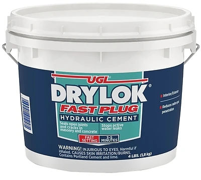 UGL Drylok 00917 Fast Plug Hydraulic Cement, Gray, 4 Lb.