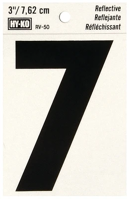 Hy-Ko RV-50/7 House Address Number 7, Reflective Black Vinyl, 3-In.