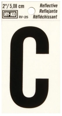 Hy-Ko RV-25/C Reflective Vinyl Address Letter C, Black/Silver, 2 In.