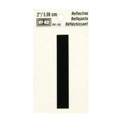Hy-Ko RV-25/I Address Letter I, Reflective Black/Silver Vinyl, 2-In.