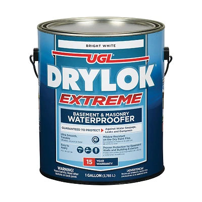 Drylok Extreme 28613 Masonry Waterproofer, Latex, White, 1 Gallon