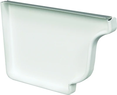 Gutter End Cap, Left, White Aluminum, 5 In.