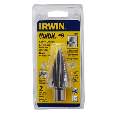 Irwin 10239 Unibit Step Drill Bit, #9, 7/8 & 1-1/8-In. Holes