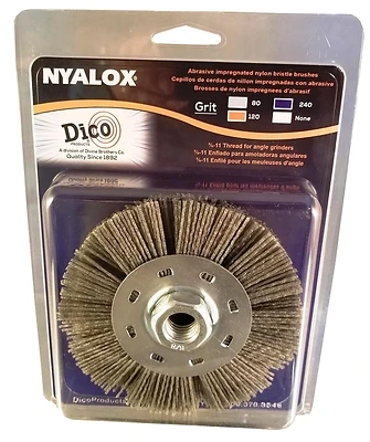 Nyalox Wheel Brush 4.5 In. Diameter Coarse Gray 80 Grit With 5/8-11 Arbor