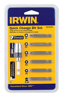 Steel Quick-connect Drill Bit Set 7 Piece With Quick-change Hex Shank