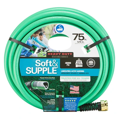 Soft & Supple Garden Hose, Heavy Duty 400 PSI Burst Strength, 5/8-In. x 75-Ft.