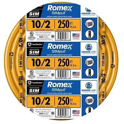 Non-Metallic Sheathed Cable With Ground, Copper, 10/2, 250 Ft.
