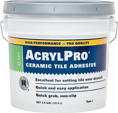 AcrylPro ARL40003 Ceramic Tile Adhesive, White, 3.5 Gallon Pail