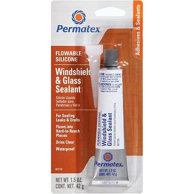 Permatex 81730 Silicone Windshield and Glass Sealer, Clear, 1.5 fl-oz Tube