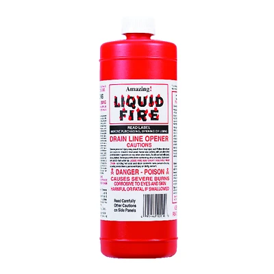 Liquid Fire LF-Q-12 Drain Line Opener, Sulfuric Acid, 32 Oz.