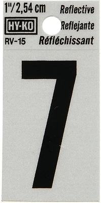 Hy-Ko RV-15/7 Reflective Address Number 7, Black/Silver Vinyl, 1-In.
