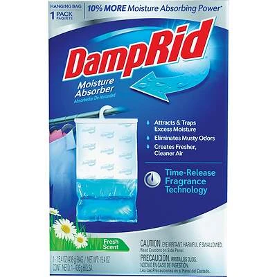 DampRid FG80FSSB Hanging Moisture Absorber, Fresh Scent, 14 oz. Pouch