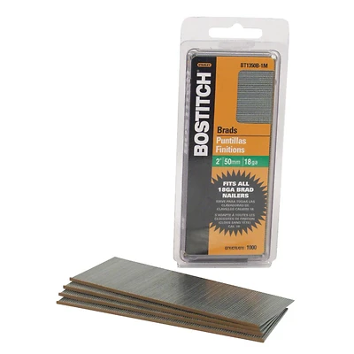 Bostitch BT1350B-1M Brad Nails, 18 Gauge, 2 In., 1000-Count
