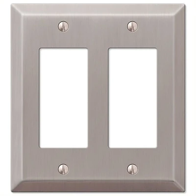 Amerelle Century Series 163RRBN Wallplate, 5 in L, 4.6 in W, 2-Gang, Steel, Brushed Nickel-Plated
