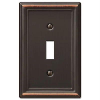 Amerelle Chelsea Series 149TDB Wallplate, 4.9 in L, 3.1 in W, 1-Gang, Steel, Aged Bronze